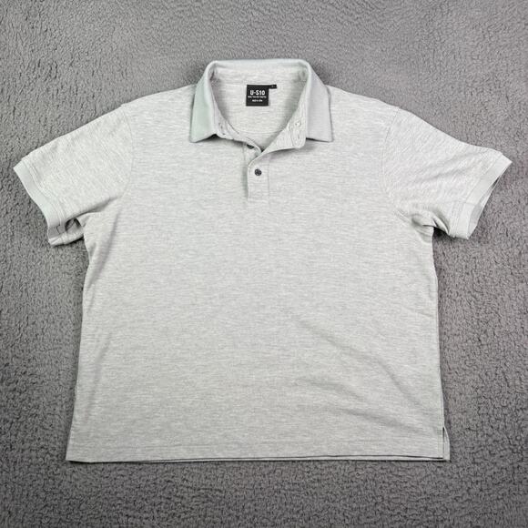 U-510 Polo Shirt Mens Large Gray Pique Mesh Stretch Under 510 Button Down - Picture 2 of 9